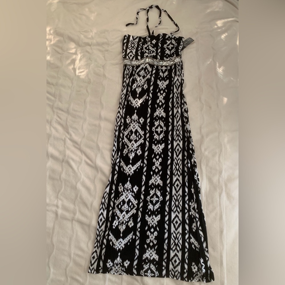 NWT INC International Concepts Ikat Maxi Dress with adjustable Neck Ties